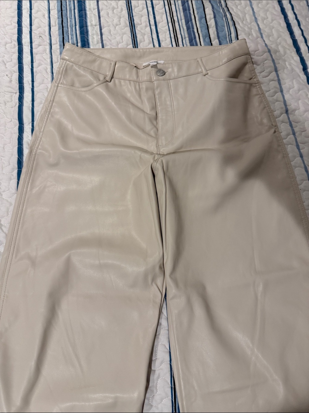 Garage Cream Faux Leather Pants